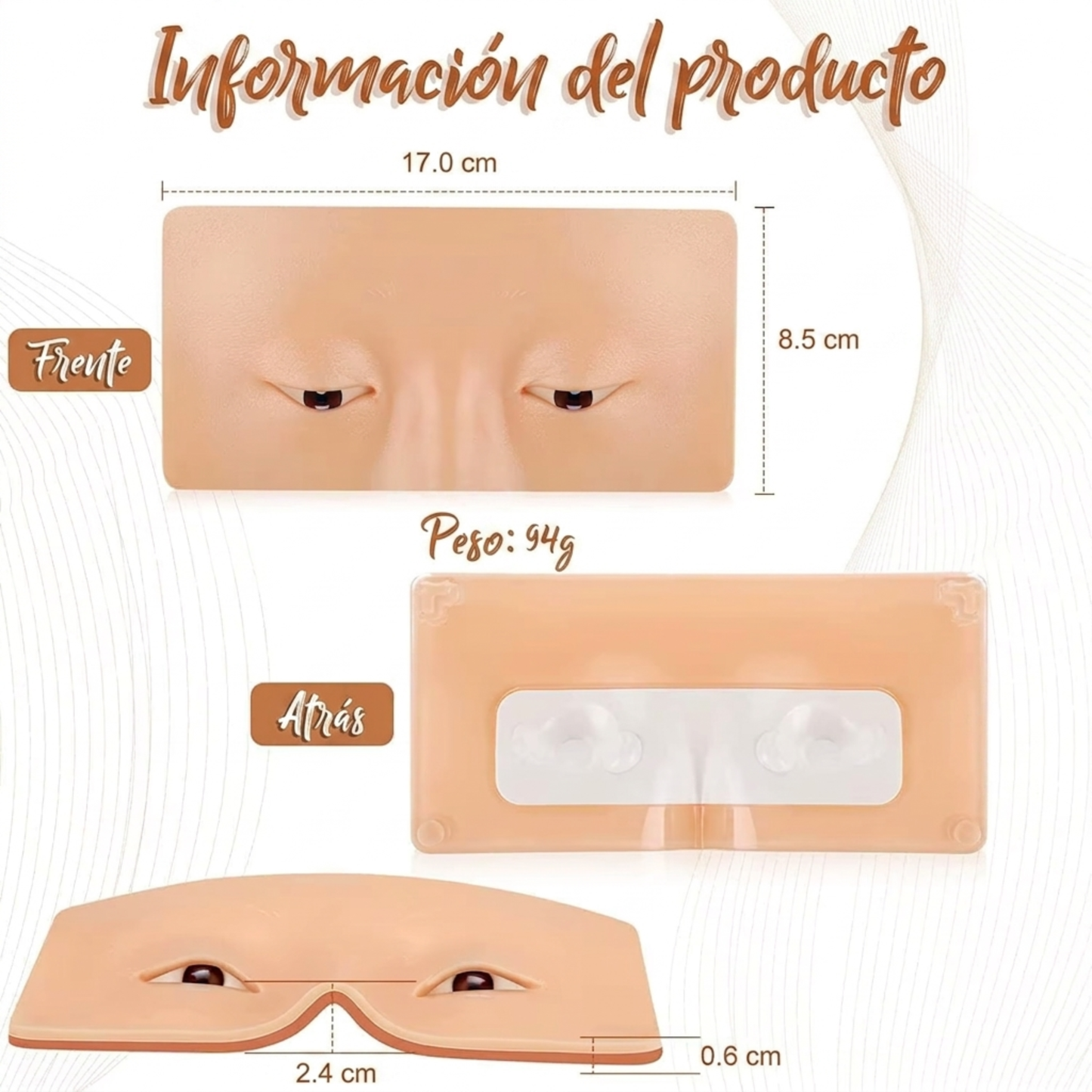 Plantilla de silicona para práctica de maquillaje profesional