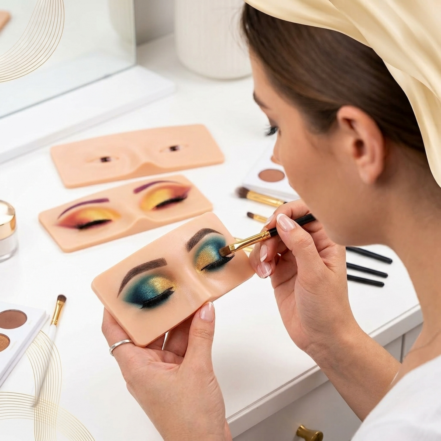Plantilla de silicona para práctica de maquillaje profesional